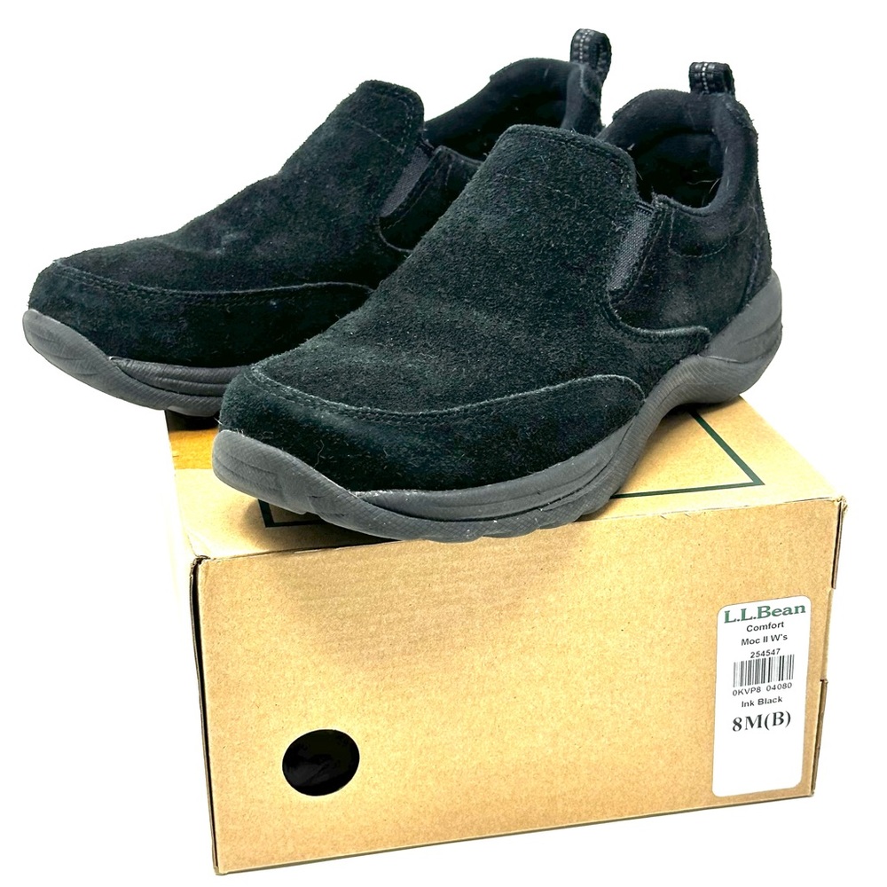 LL Bean woman’s black slip on shoes size 8